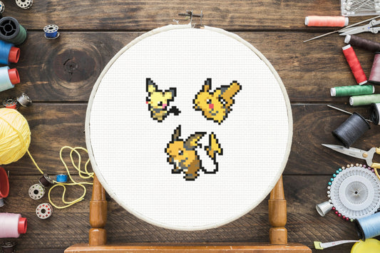 Pichu Evolution Cross Stitch Pattern