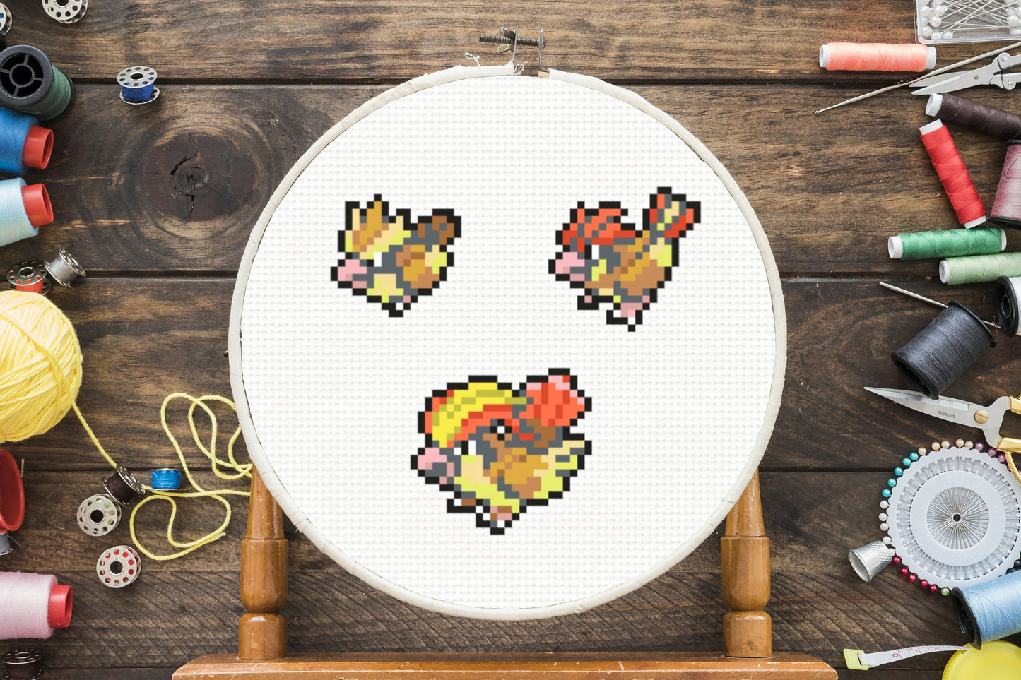 Pidgey Evolution Cross Stitch Pattern