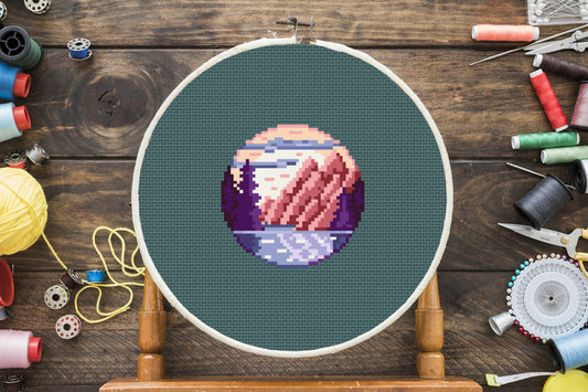 Lake at Dusk Cross Stitch Pattern