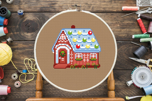 Gingerbread House Cross Stitch Pattern