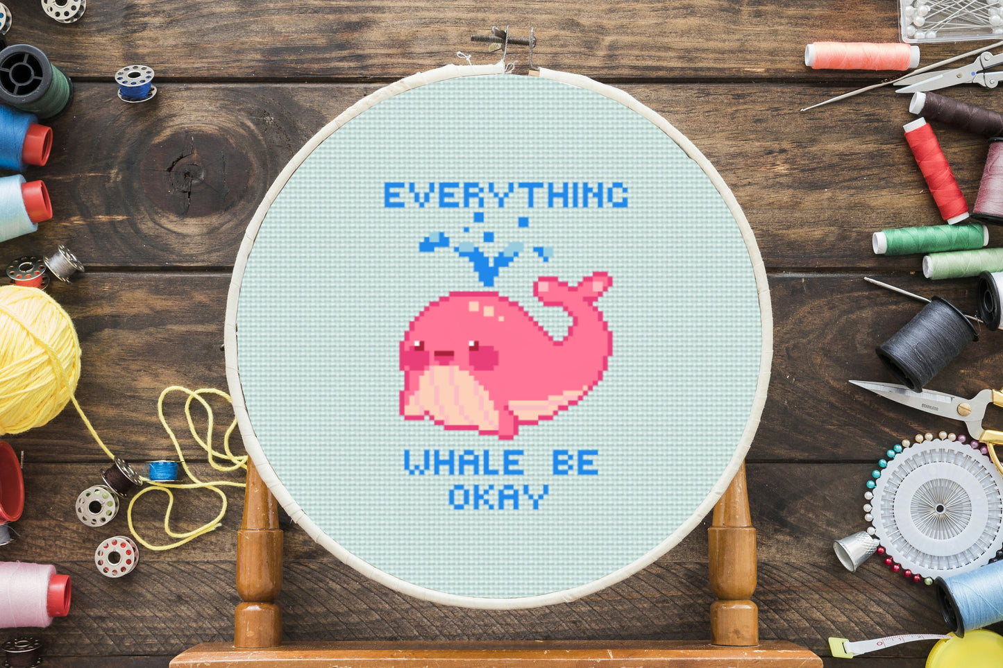 Everything Whale Be Okay Cross Stitch Pattern