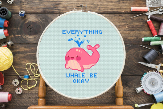 Everything Whale Be Okay Cross Stitch Pattern