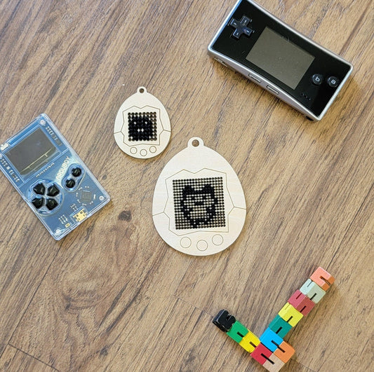 Tamagotchi Wooden Cross Stitch Canvas