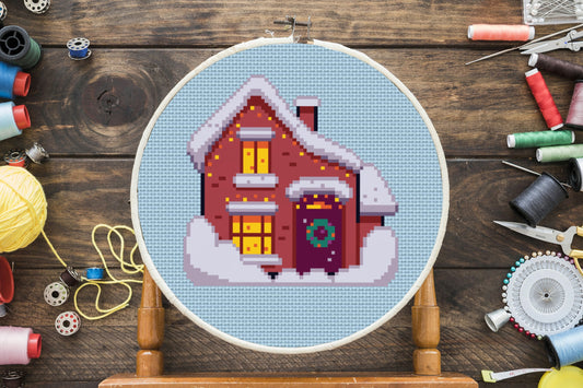 Winter Home Cross Stitch Pattern