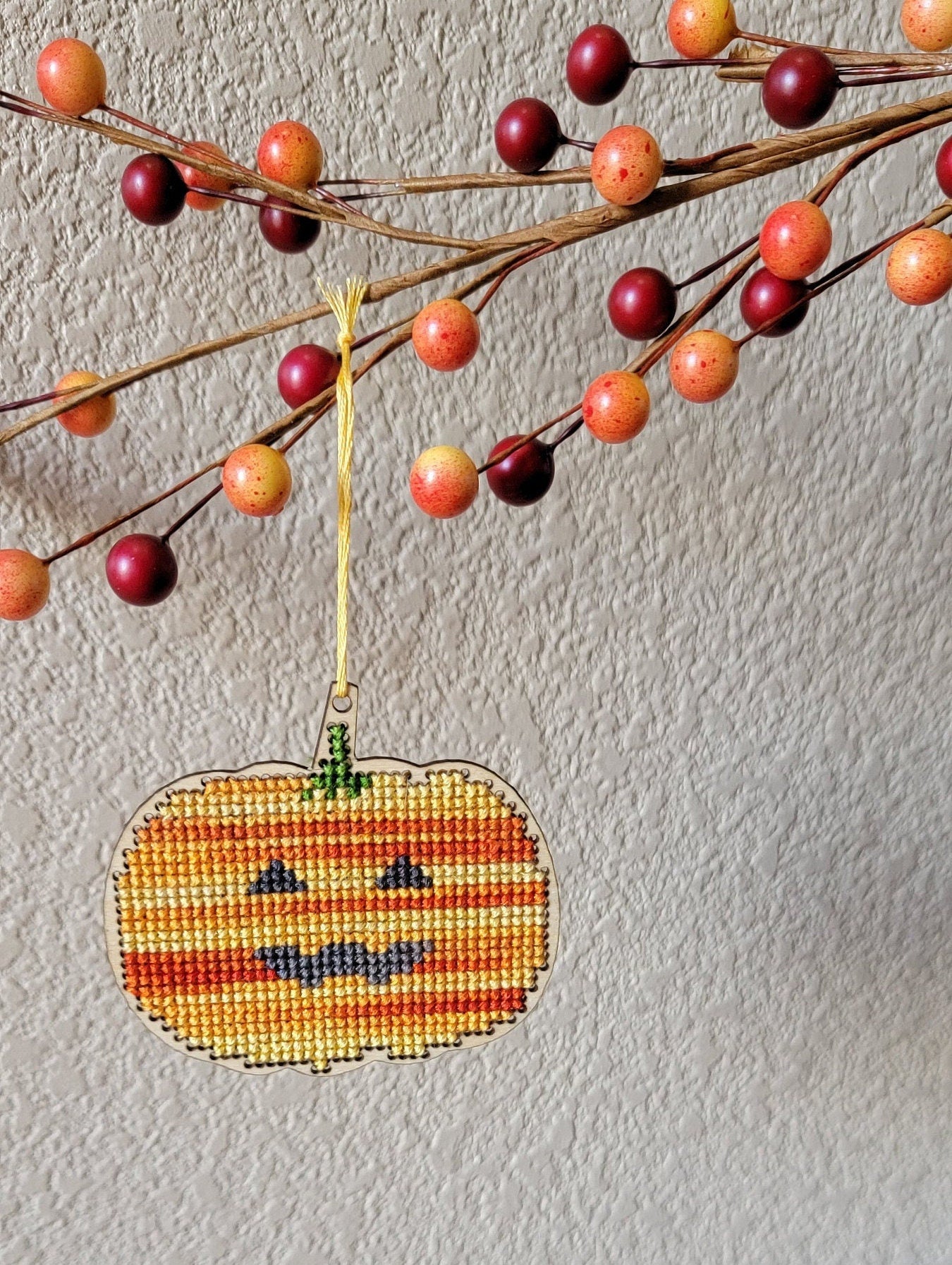 Halloween Wooden Cross Stitch Canvas