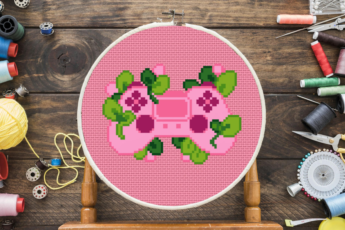 Pink Controller Cross Stitch Pattern