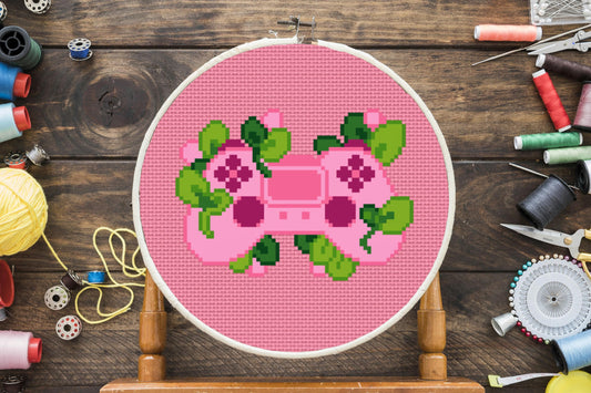 Pink Controller Cross Stitch Pattern