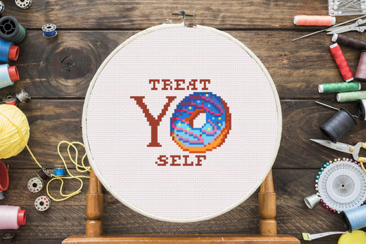 Treat Yo Self Cross Stitch Pattern