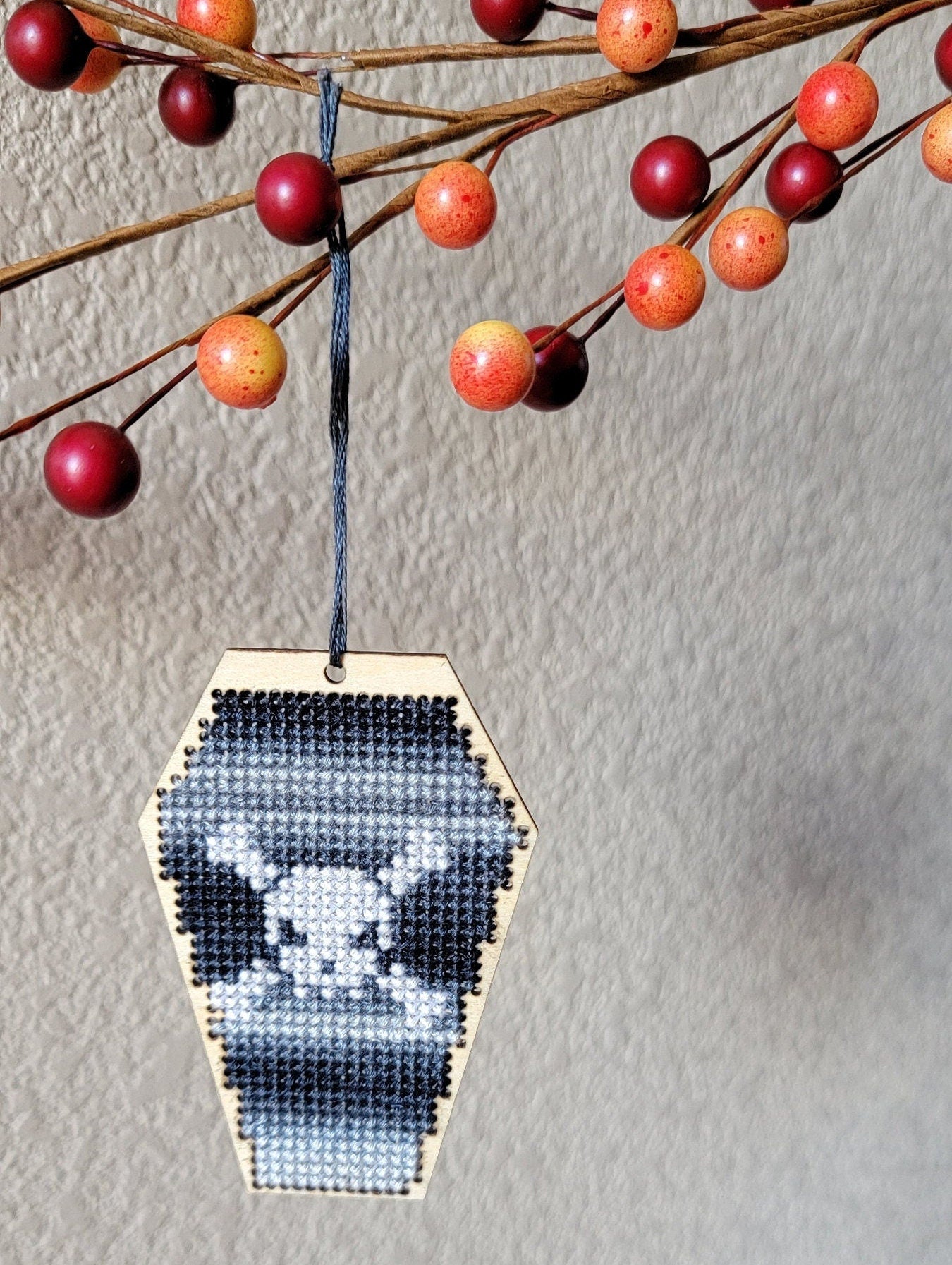 Halloween Wooden Cross Stitch Canvas