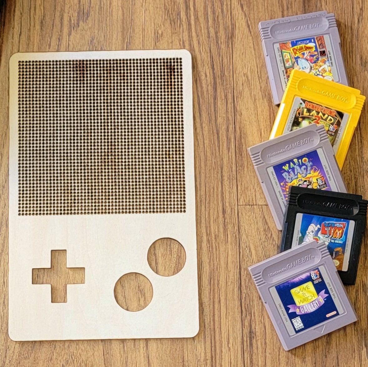 Gameboy Wooden Cross Stitch Canvas