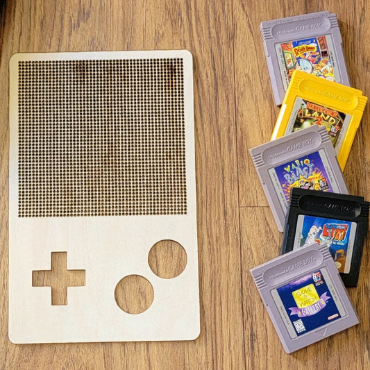 Gameboy Wooden Cross Stitch Canvas