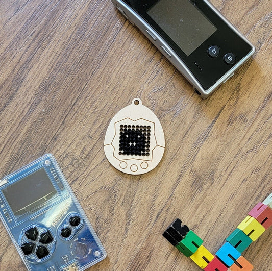 Tamagotchi Wooden Cross Stitch Canvas