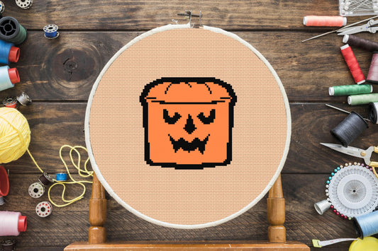 Halloween Pumpkin Candy Bucket Cross Stitch Pattern