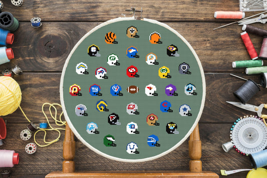NFL Teams Mini Helmets Cross Stitch Pattern