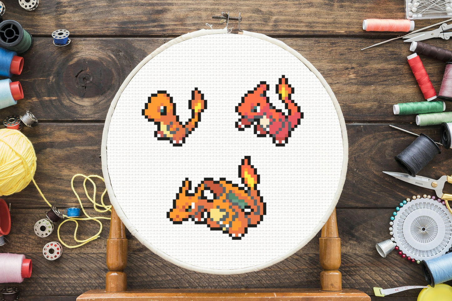 Charmander Evolution Cross Stitch Pattern