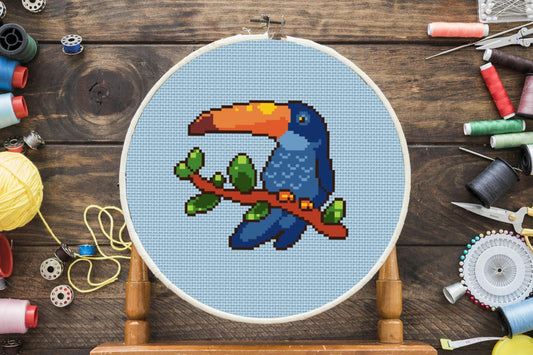 Blue Toucan Cross Stitch Pattern