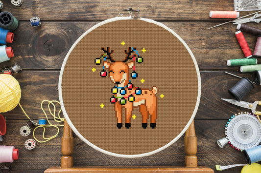 Cartoon Reindeer Cross Stitch Pattern