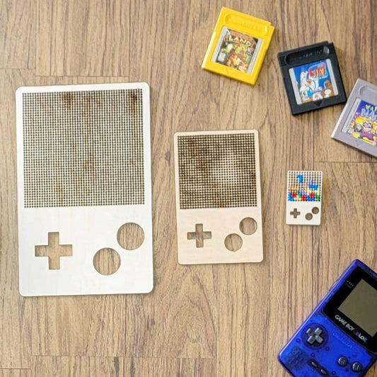 Gameboy Wooden Cross Stitch Canvas