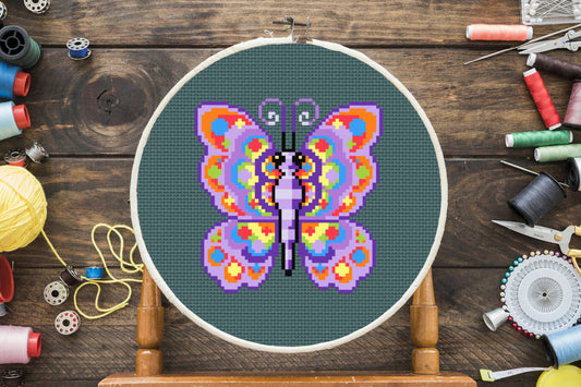 Purple Butterfly Cross Stitch Pattern