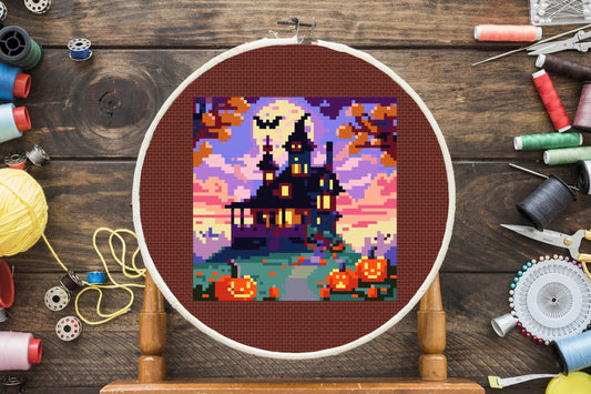 Haunted House Cross Stitch Pattern