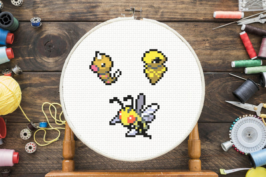 Weedle Evolution Cross Stitch Pattern