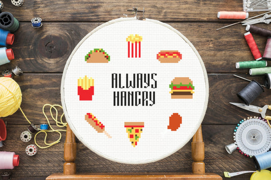 Always Hangry Cross Stitch Pattern