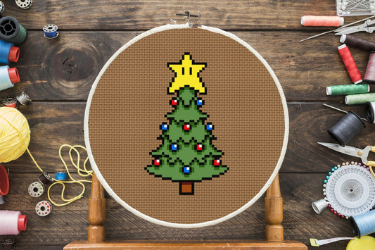 Mario Christmas Tree Cross Stitch Pattern