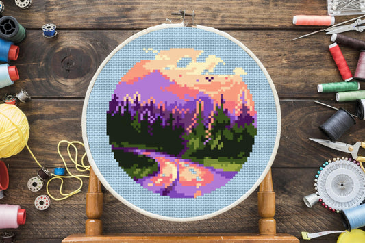Forest Drive Cross Stitch Pattern