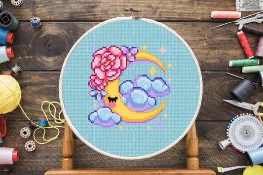 Crescent Moon Cross Stitch Pattern