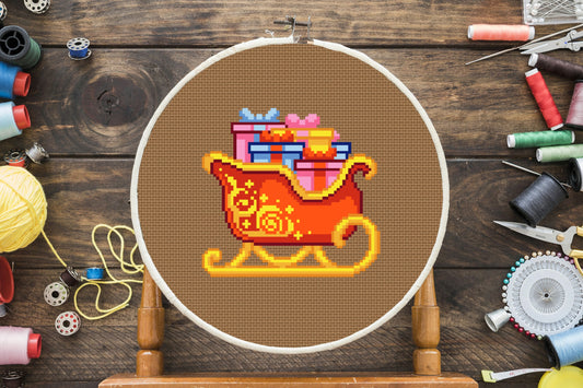 Santa's Sleigh Cross Stitch Pattern