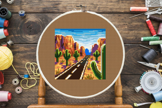 Desert Highway Cross Stitch Pattern