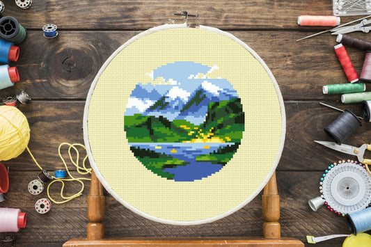 Mountain View Cross Stitch Pattern