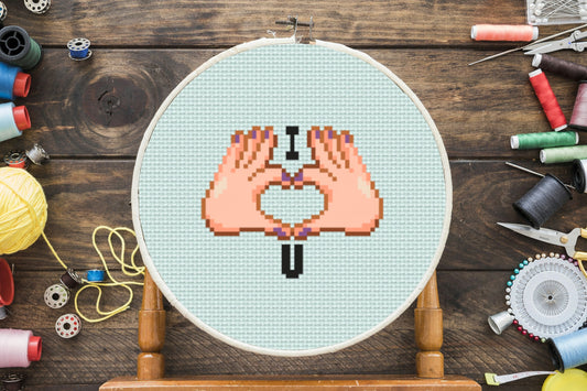 I Heart U Cross Stitch Pattern