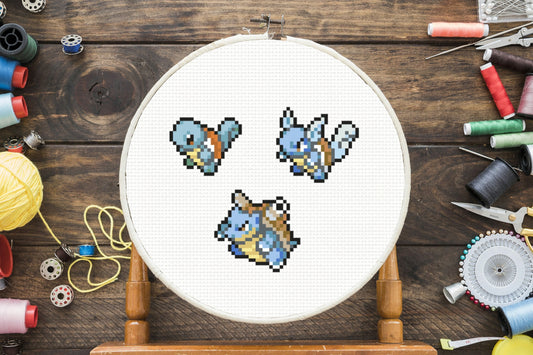 Squirtle Evolution Cross Stitch Pattern