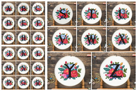 Floral Alphabet Cross Stitch Pattern