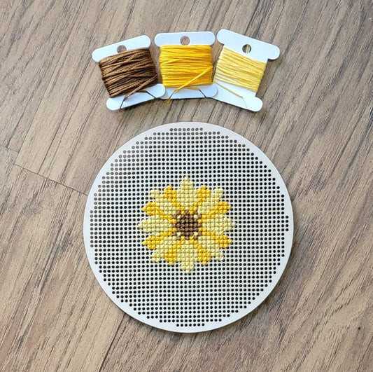 Circle Wooden Cross Stitch Canvas