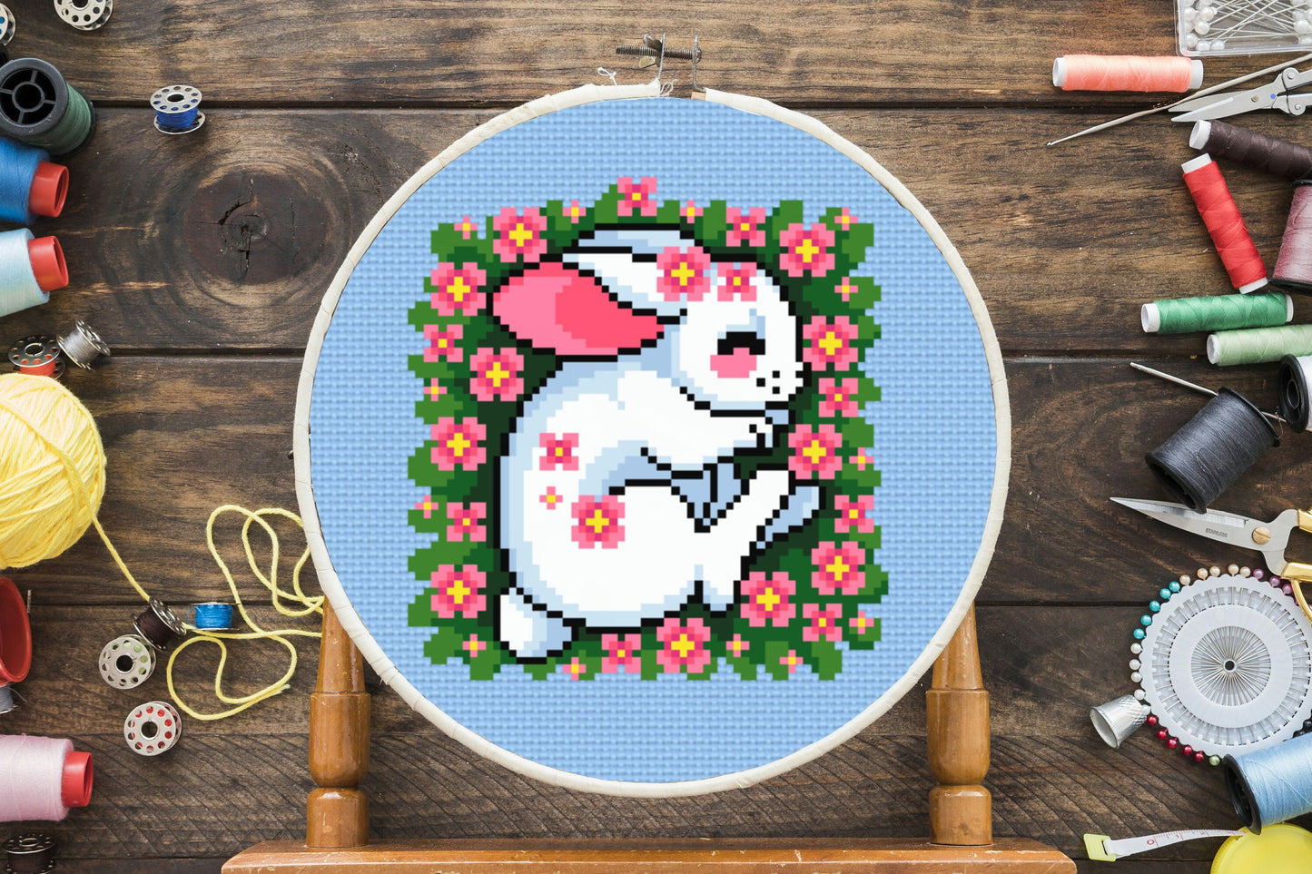 Bunny in Field Cross Stitch Pattern