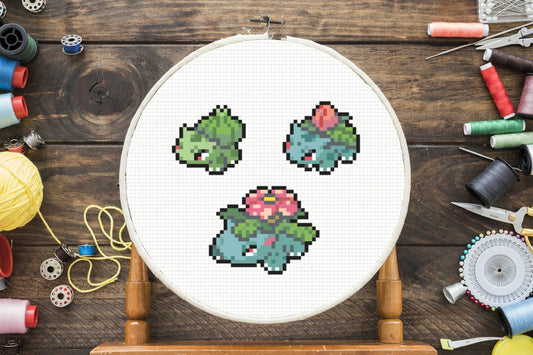 Bulbasaur Evolution Cross Stitch Pattern