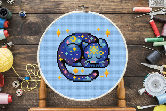 Celestial Cat Cross Stitch Pattern