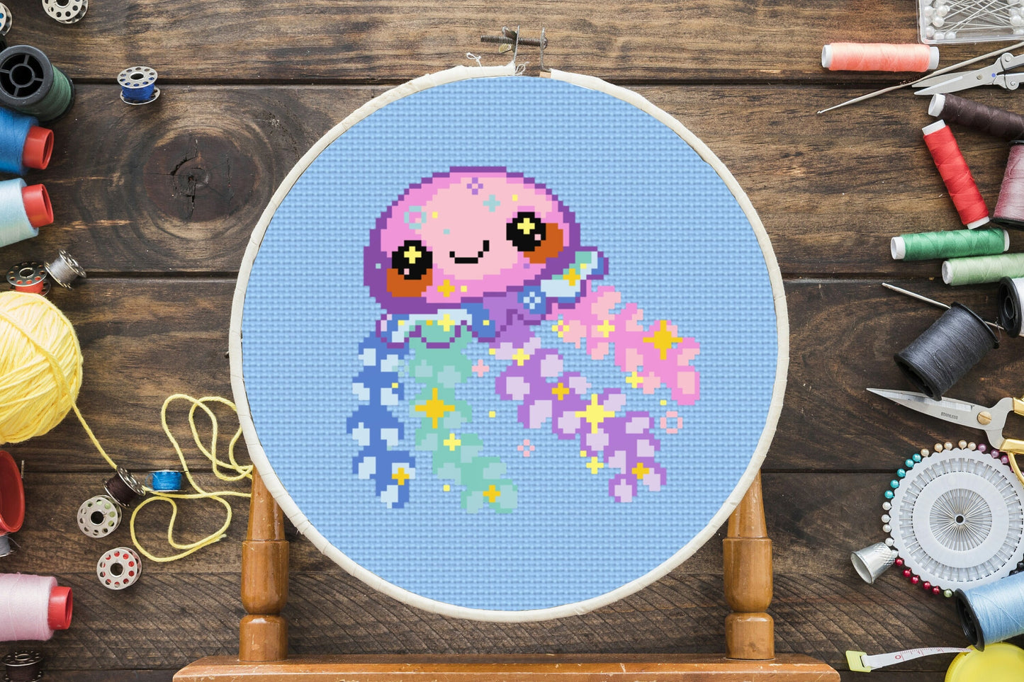 Pastel Jellyfish Cross Stitch Pattern